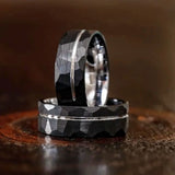 Silver Gold Polygon Tungsten Ring