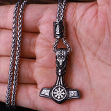 Beaded Viking Mjolnir Pendant Necklace for Men