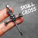 Skull Bone Cross Men's Necklaces - Gothic Punk Rock Jewelry