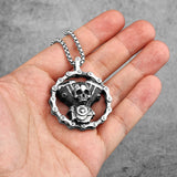 Steampunk Skull Locomotive Pendant Necklace