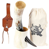 Viking Drinking Horn with Stand and Leather Holster