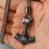 Beaded Viking Mjolnir Pendant Necklace for Men