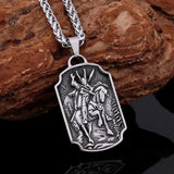 Saint Michael Archangel Shield Pendant Necklace