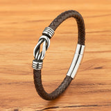 Thin Interlocking Leather Bracelet