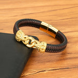 Vintage Interlocking Leather Braided Bracelet