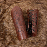 Viking Leather Bracers - Medieval Gauntlet Wristbands