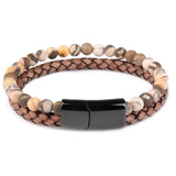Natural Stone Leather Beaded Bracelet