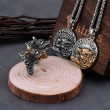 Viking Fenrir Wolf Head Pendant Necklace