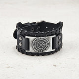 Viking Compass Leather Wristband