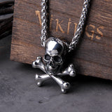 Stainless Steel Skull and Bones Pendant Necklace