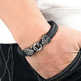 Vintage Interlocking Leather Braided Bracelet