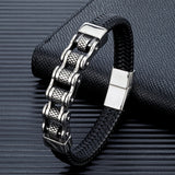 Viking Biker Braided Leather Bracelet
