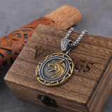 Viking Wolf Head Rune Necklace