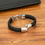 Vintage Interlocking Leather Braided Bracelet