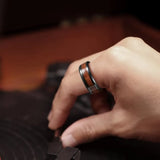 Black Koa Wood Inlay Titanium Wedding Ring