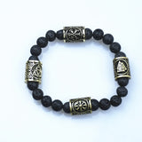Viking Runes Lava Stone Beads Bracelet