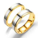 Gold Titanium Steel Couple Rings Set