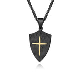 Two-Tone Shield Cross Pendant