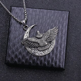 Moon & Eagle Pendant Necklace – Stainless Steel Hip Hop Jewelry