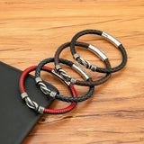 Thin Interlocking Leather Bracelet