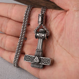 Beaded Viking Mjolnir Pendant Necklace for Men