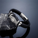 Viking Valknut Leather Bracelet