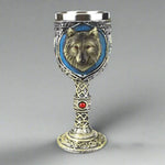 Copa de acero inoxidable con cabeza de lobo y taza de café
