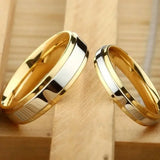 Gold Titanium Steel Couple Rings Set