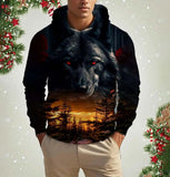 Norse Wolf Print Hoodie | Lightweight Unisex Pullover