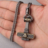 Beaded Viking Mjolnir Pendant Necklace for Men