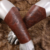 Viking Leather Bracers - Medieval Gauntlet Wristbands