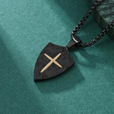 Two-Tone Shield Cross Pendant