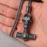 Beaded Viking Mjolnir Pendant Necklace for Men