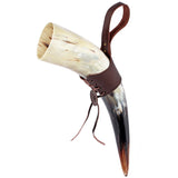 Viking Drinking Horn with Stand and Leather Holster