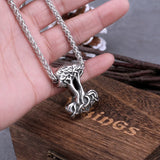 Viking Tree of Life Rune Thor Hammer Necklace