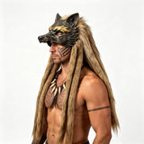 Viking Wolf Head Faux Fur Headwear – Norse Cosplay Costume