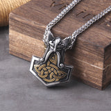 Mjolnir Rune Amulet Necklace – Vegvisir, Wolf & Raven