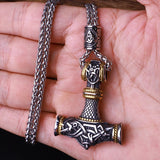 Beaded Viking Mjolnir Pendant Necklace for Men