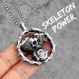 Steampunk Skull Locomotive Pendant Necklace
