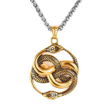 Double Ouroboros Snake Pendant Necklace