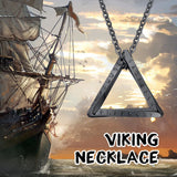Viking necklace with ship and sunset background