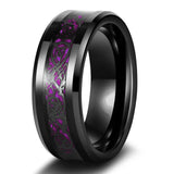 Celtic Dragon Purple Rhinestone Couple Rings