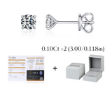 Diamond stud earrings with gemstone, certificate, and packaging on a white background, featuring the brand 'MODIAN'.