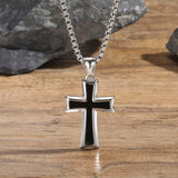 Silver and Black Cross Necklace