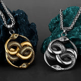 Double Ouroboros Snake Pendant Necklace