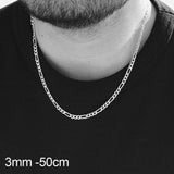 Silver Stainless Steel 3-8mm Figaro Chain