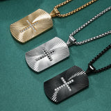 Square Zircon Cross Pendant Necklace