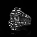 Gothic Coffin Ring with Red Stone