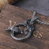Odin Huginn and Muninn Ravens Necklace