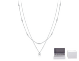Double Layer Moissanite  Pendant Necklace